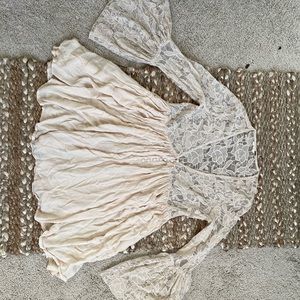 Free People Cream Lace Mini Dress Size M